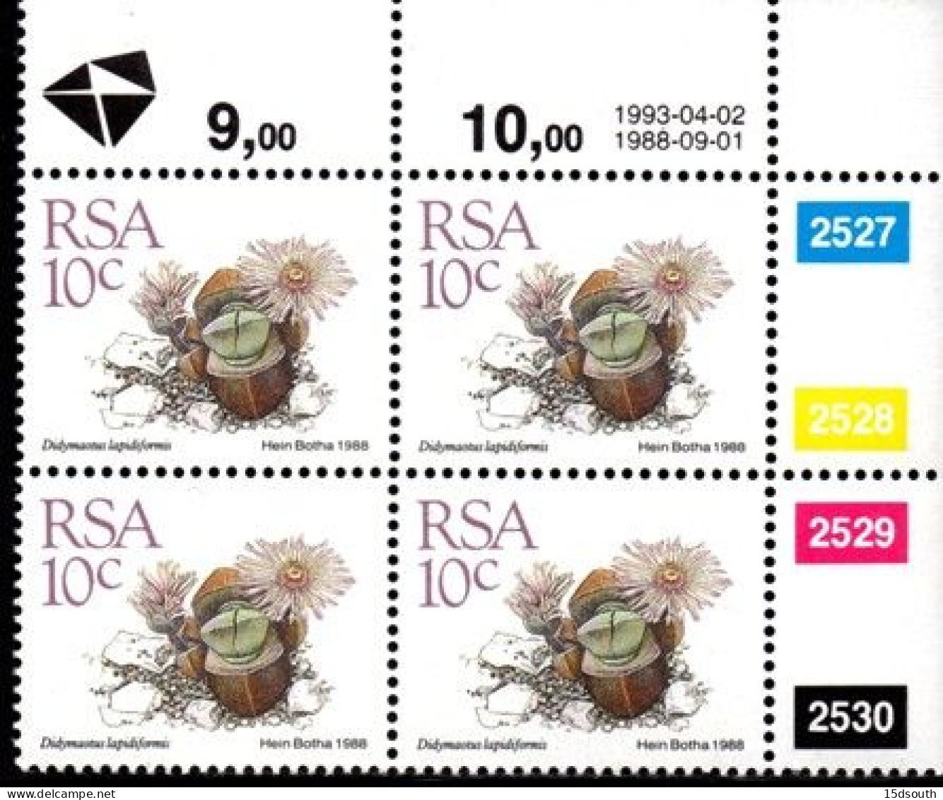 South Africa - 1993 Succulents 10c Control Block (1993.04.02) (**) - Blocks & Sheetlets