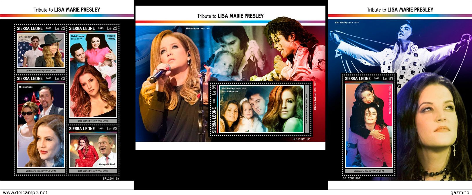 Sierra Leone 2023, Music, Lisa Marie Presley, 4val In BF+2BF - Elvis Presley