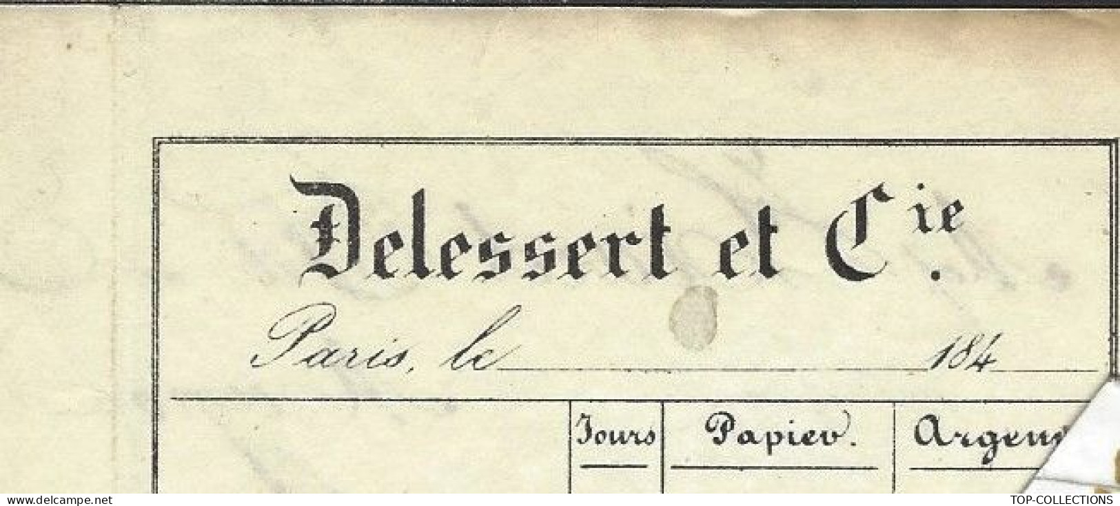 1843 ENTETE Delessert Paris Banque COTATION MONNAIES CHANGE > Hiard Fils & Thomas Négociants Mugron Landes V.HISTORIQUE - 1800 – 1899