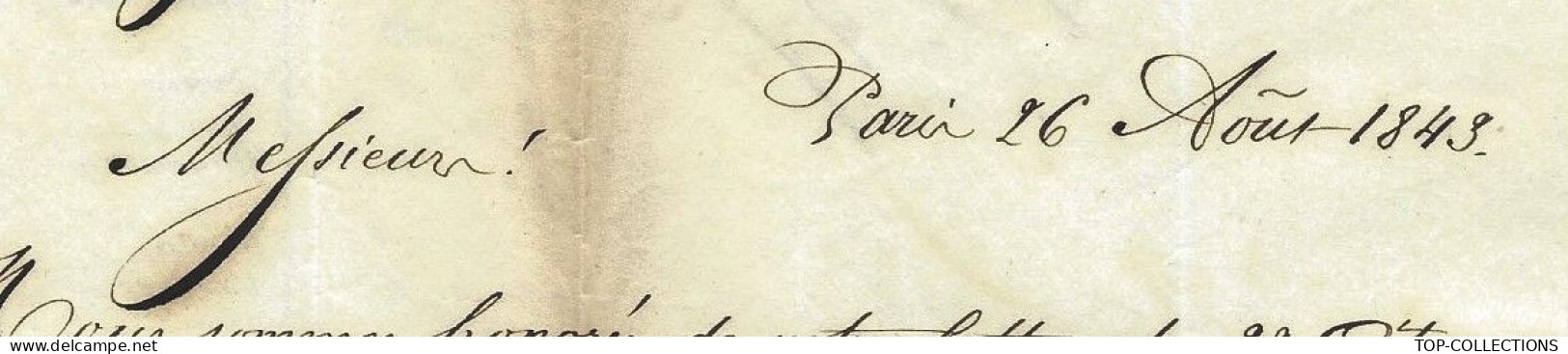 1843 ENTETE Delessert Paris Banque COTATION MONNAIES CHANGE > Hiard Fils & Thomas Négociants Mugron Landes V.HISTORIQUE - 1800 – 1899