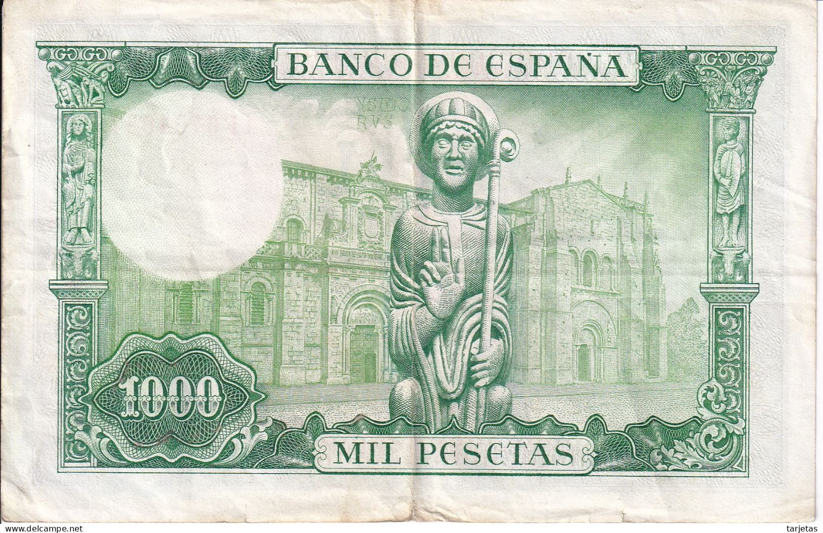 BILLETE DE 1000 PESETAS DEL AÑO 1965 DE S. ISIDORO SERIE 1F (BANKNOTE) - 1000 Peseten