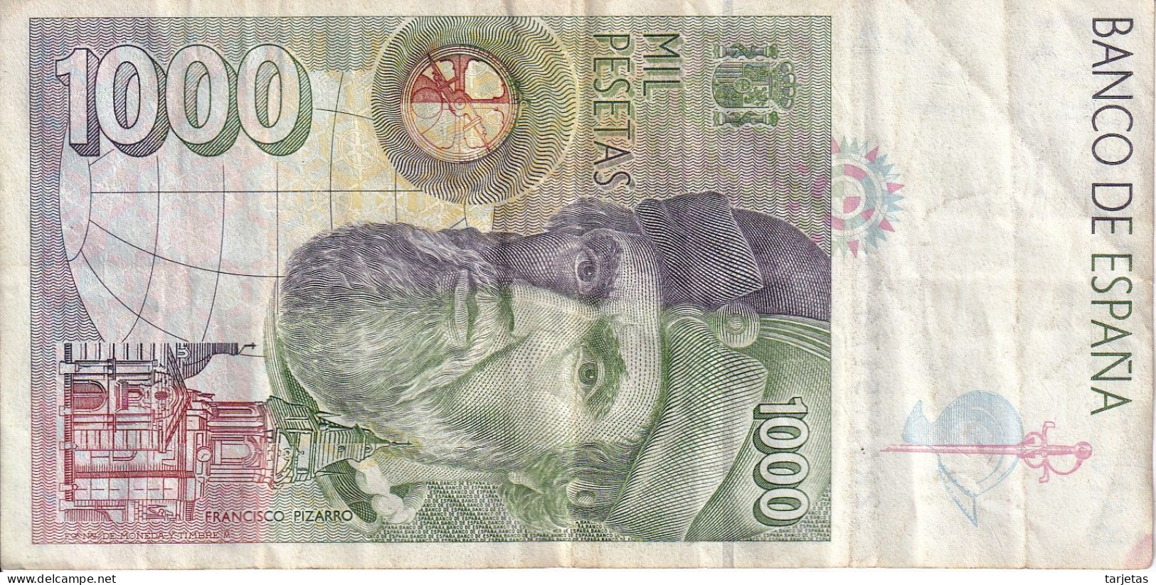 BILLETE DE 1000 PESETAS DEL AÑO 1992 DE HERNAN CORTES SERIE 2R (PIZARRO) - 1000 Pesetas