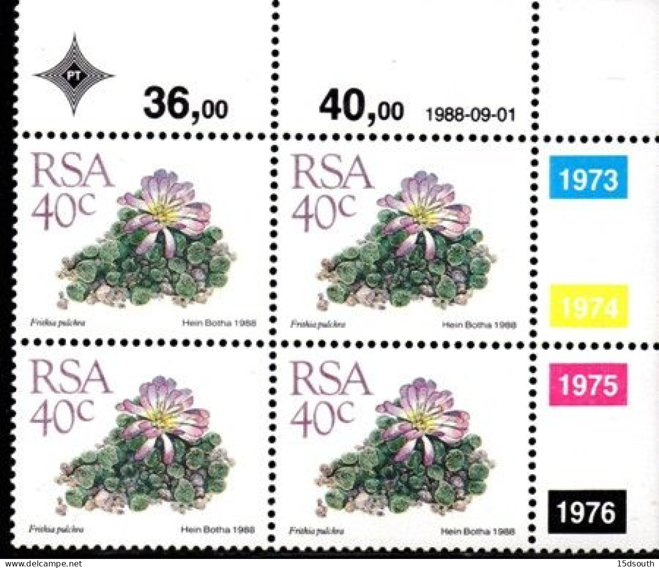 South Africa - 1988 Succulents 40c Control Block (1988.09.01) (**) - Blocchi & Foglietti