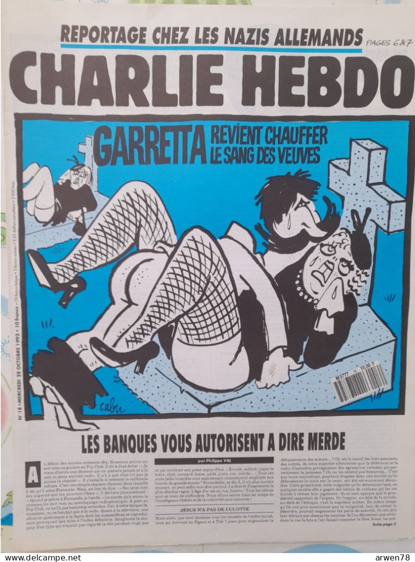 CHARLIE HEBDO 1992 N°18 GARETTA - Humour