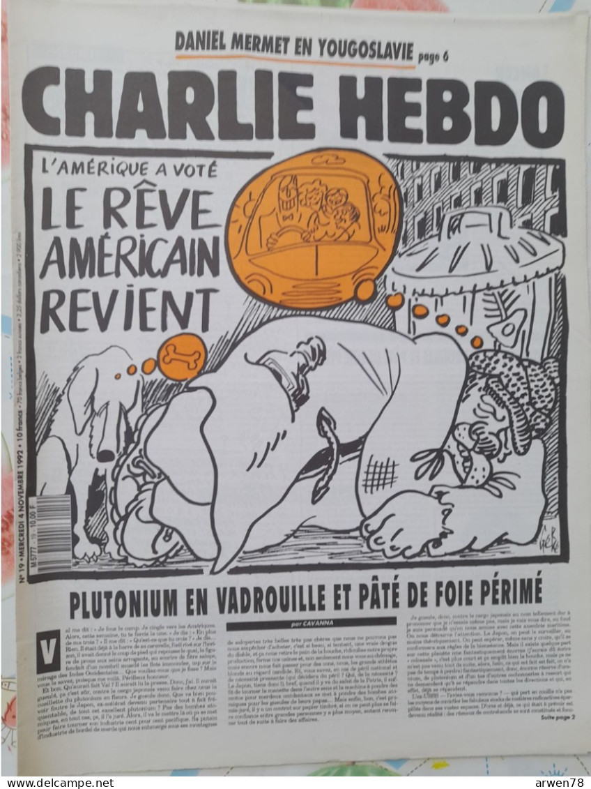 CHARLIE HEBDO 1992 N° 19 LE REVE AMERICAIN REVIENT  YOUGOSLAVIE - Humour