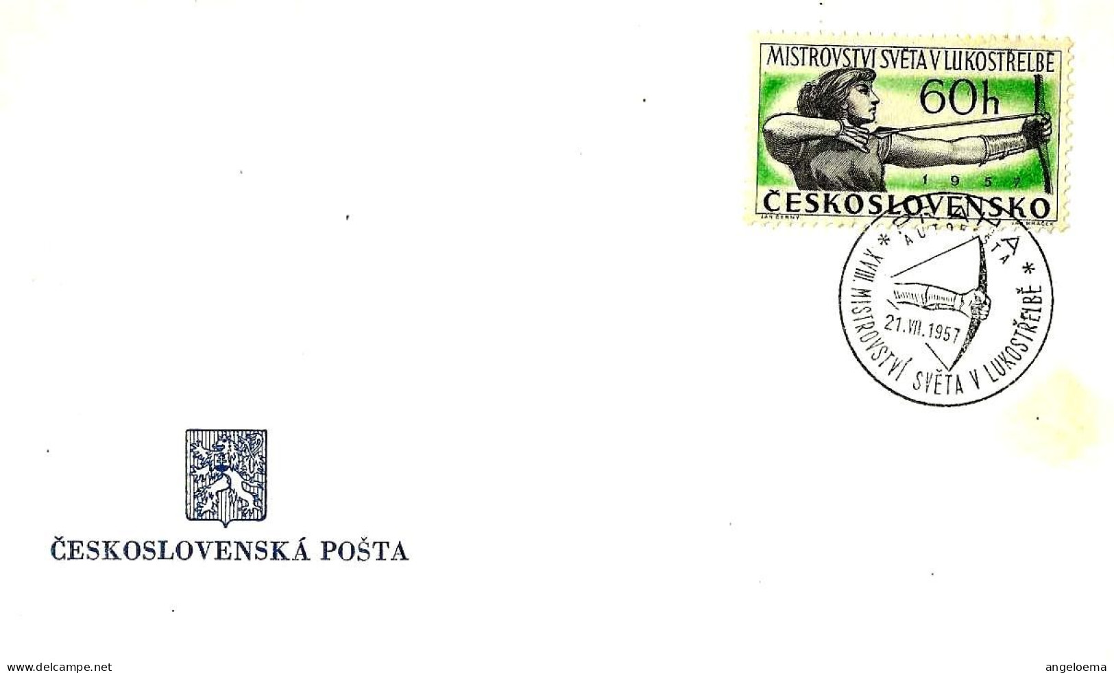 CECOSLOVACCHIA - 1957 PRAHA 18° Campionato Del Mondo Di Tiro Con L'arco Annullo Fdc - 6746 - Tir à L'Arc