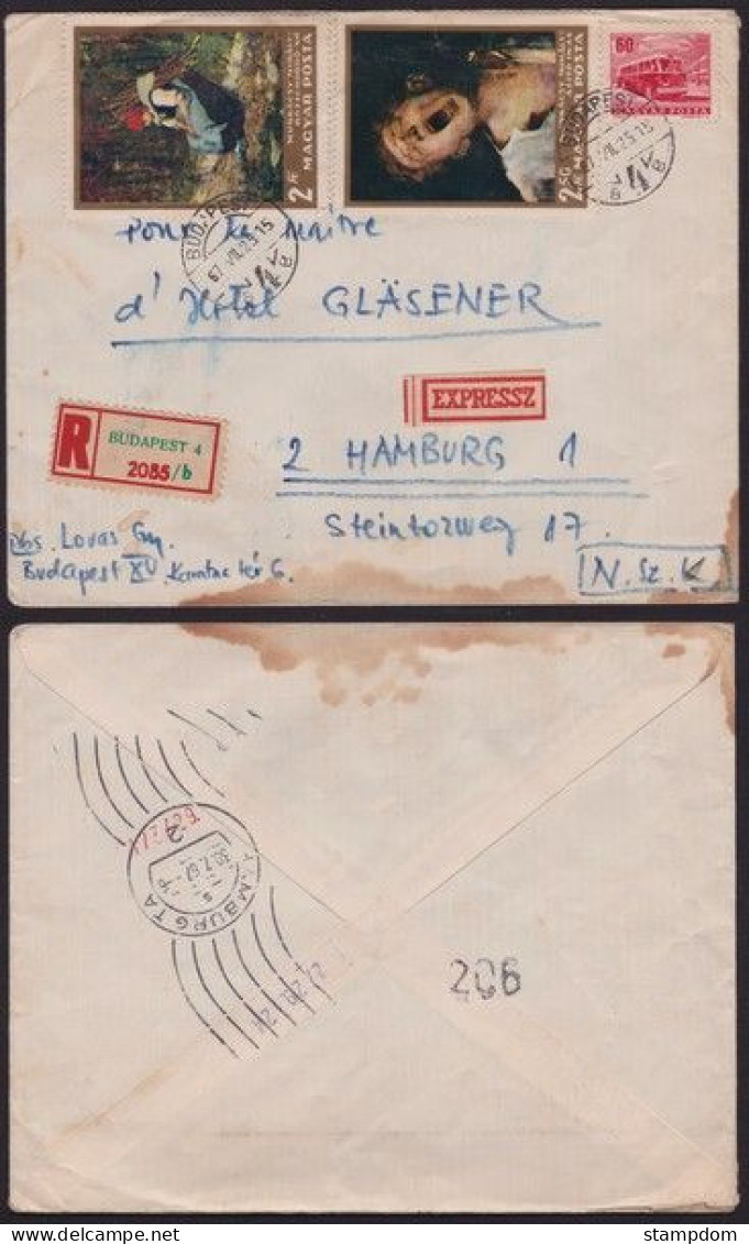 HUNGARY 1967 Registered COVER To Germany @D2006 - Covers & Documents
