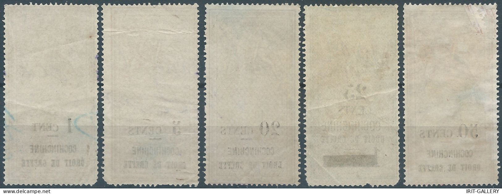 FRANCE,Cochinchine , Revenue Stamp Tax Fiscal DROIT DE GREFFE,1c-5c-20c-25c-50cents,Used - Very Old - Oblitérés