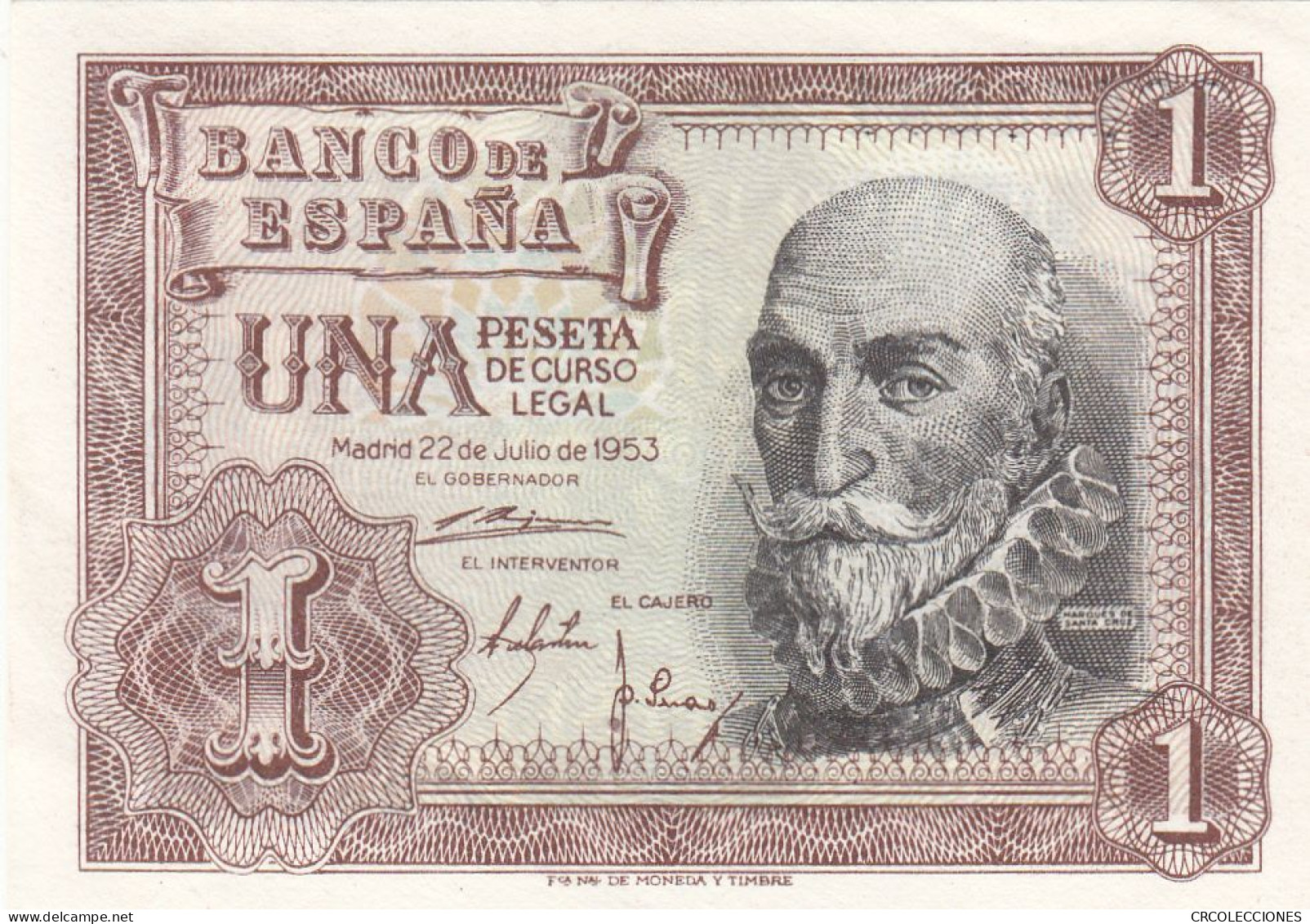 CRBS0054 BILLETE ESPAÑA 1 PESETA 1953 SIN SERIE SIN CIRCULAR - 1-2 Pesetas