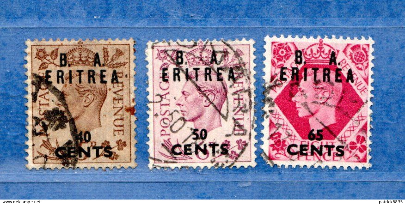 (Us8) ERITREA ° 1950- Occupazione Britannica - Sovrastampati B.A. 40+50+65 Cent. Usato Come Scansione. - Eritrea