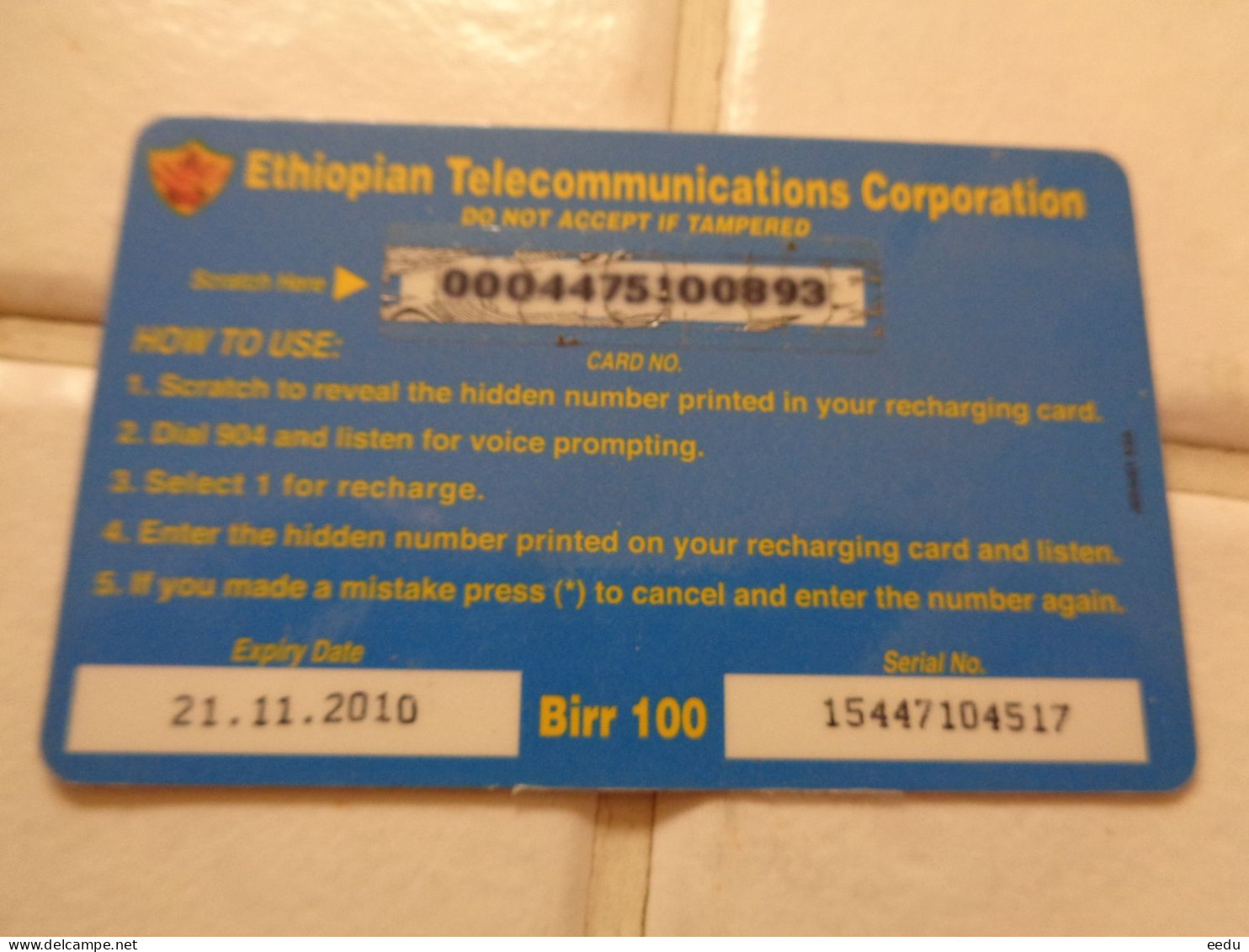 Ethiopia Phonecard - Etiopía