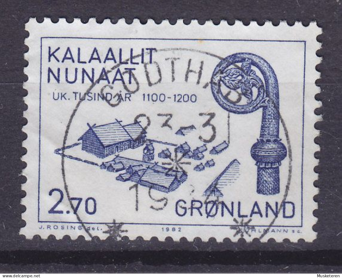 Greenland 1982 Mi. 139, 2.70 Kr Besiedlung Grönlands Bischofsitz In Gardar Und Krummstab Deluxe GODTHÅB Cancel - Gebruikt