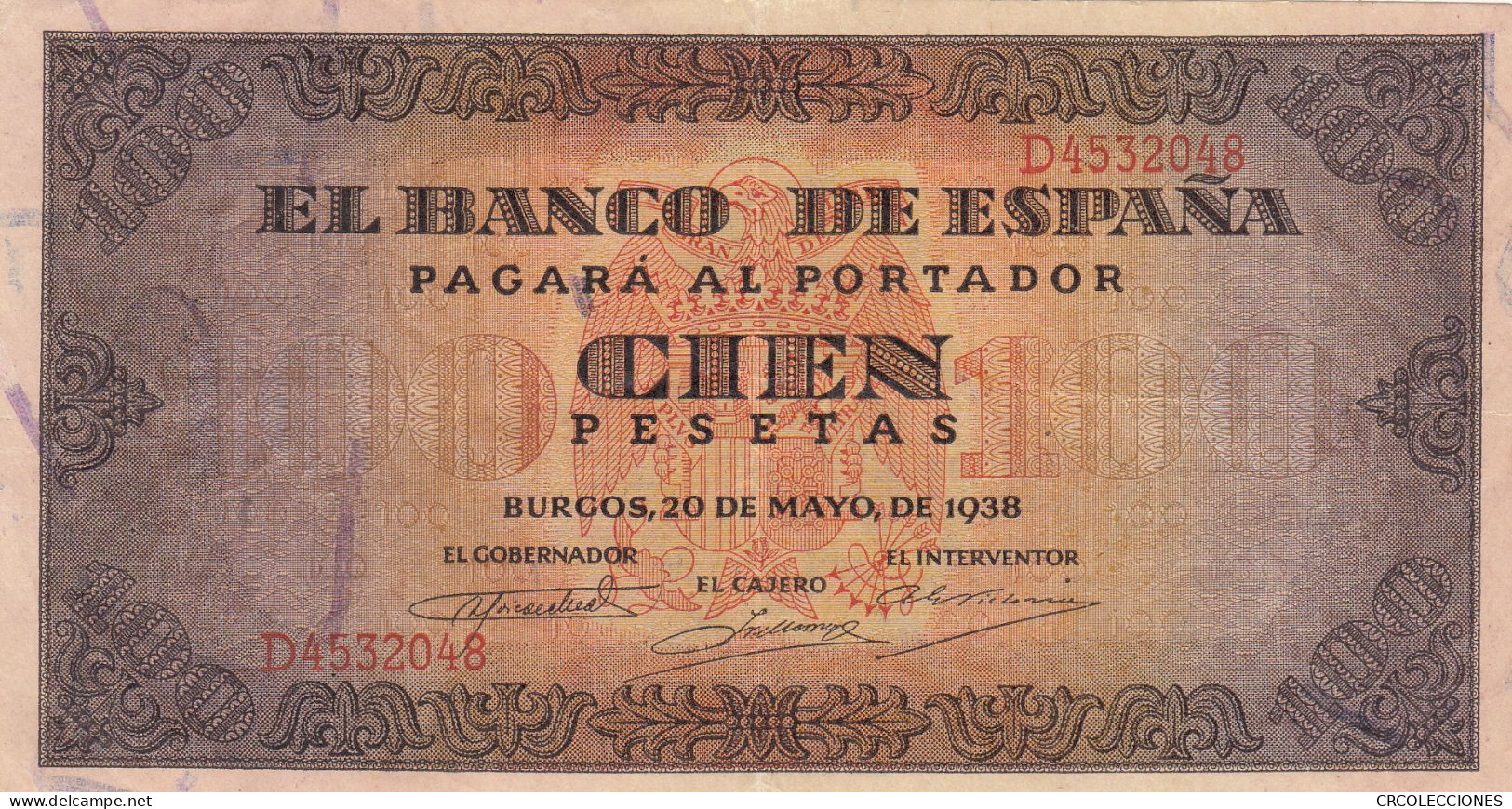 H0130 BILELTE ESPAÑA 100 PESETAS 1938 EBC - 100 Pesetas