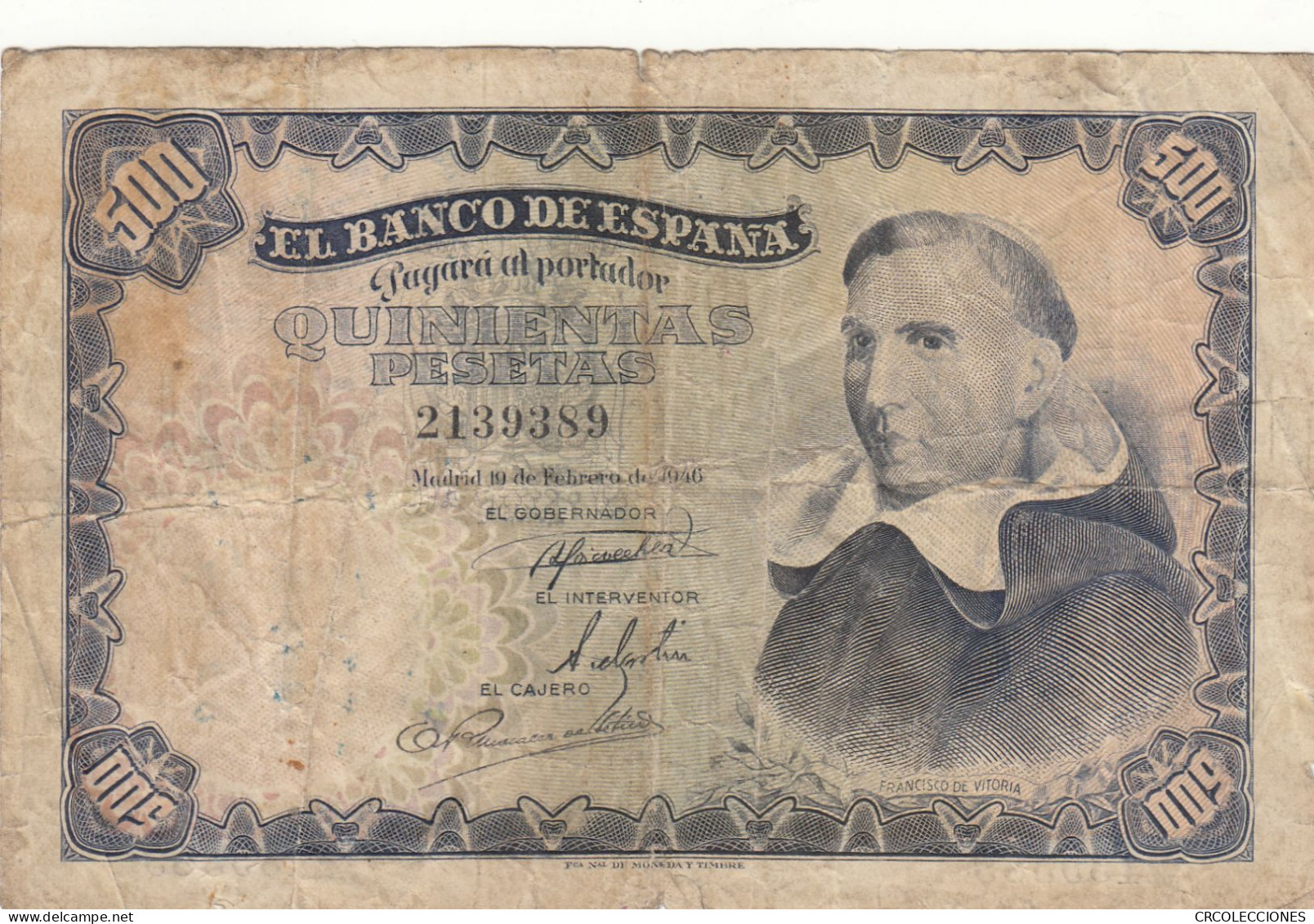 H0136 BILLETE ESPAÑA 500 PESETAS 1946 MC - 500 Peseten