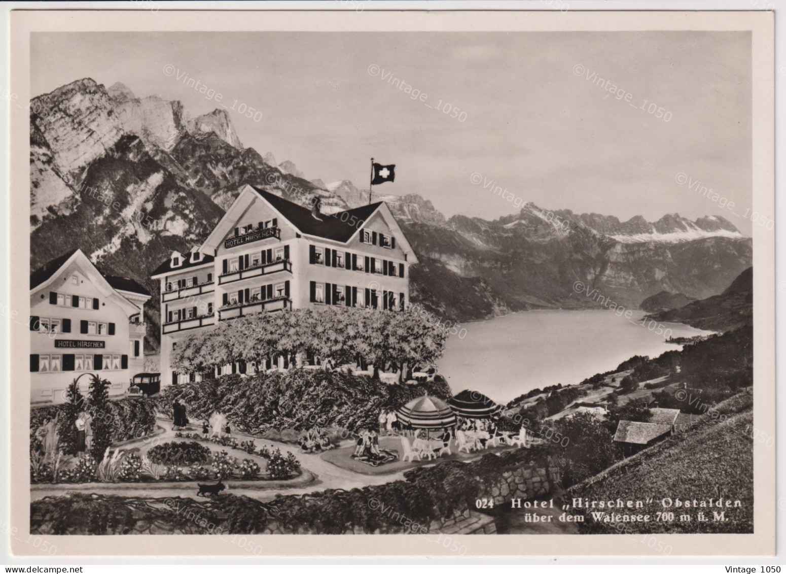 HOTEL HIRSCHEN Obstalden Uber Der WALENSEE 700m N°024 Edit. Schönwetter  Circa 1950 +/- 10x15cm #260669 - Obstalden