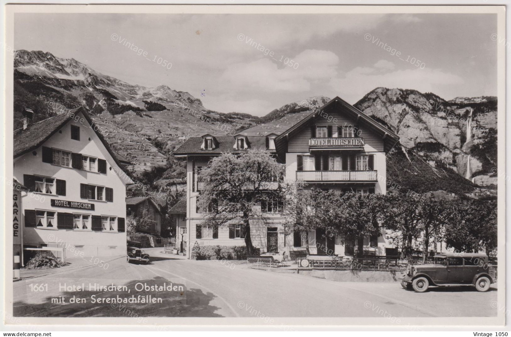 HOTEL HIRSCHEN Obstalden Mit Den Serenbachfällen  WALENSEE  N°1661 Edit. Schönwetter  Circa 1950 +/- 9x14cm #260671 - Obstalden