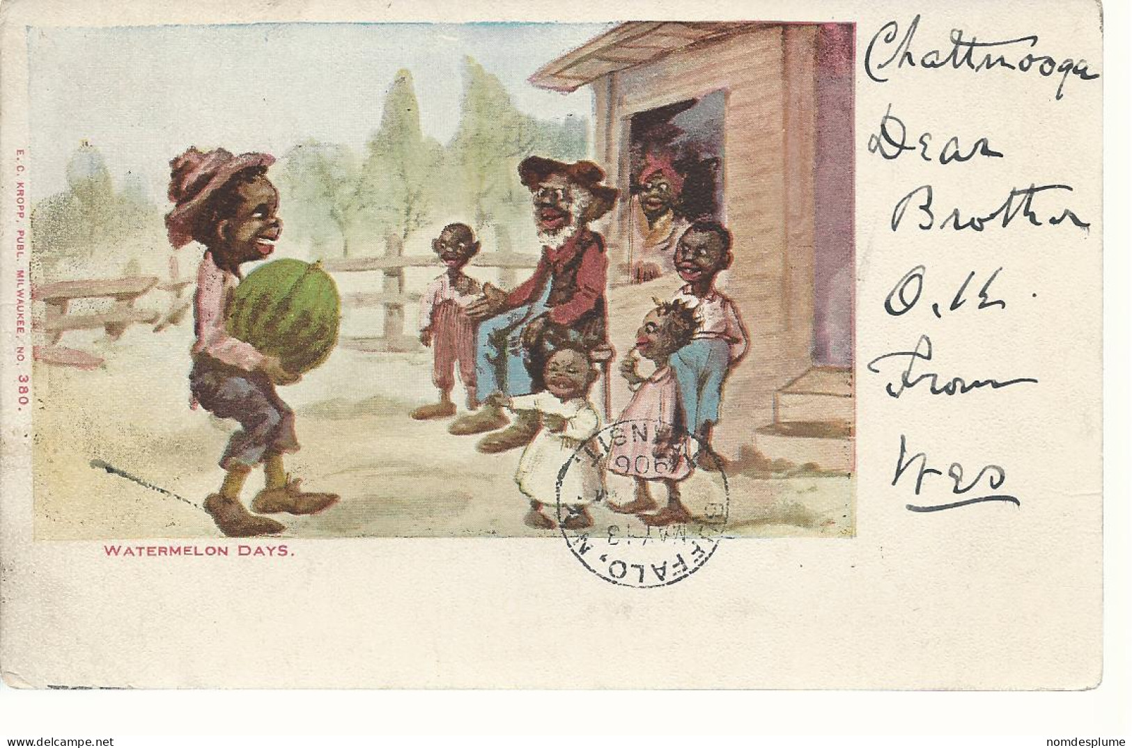 23710) USA Watermelon Days  Postmark Cancel - Black Americana