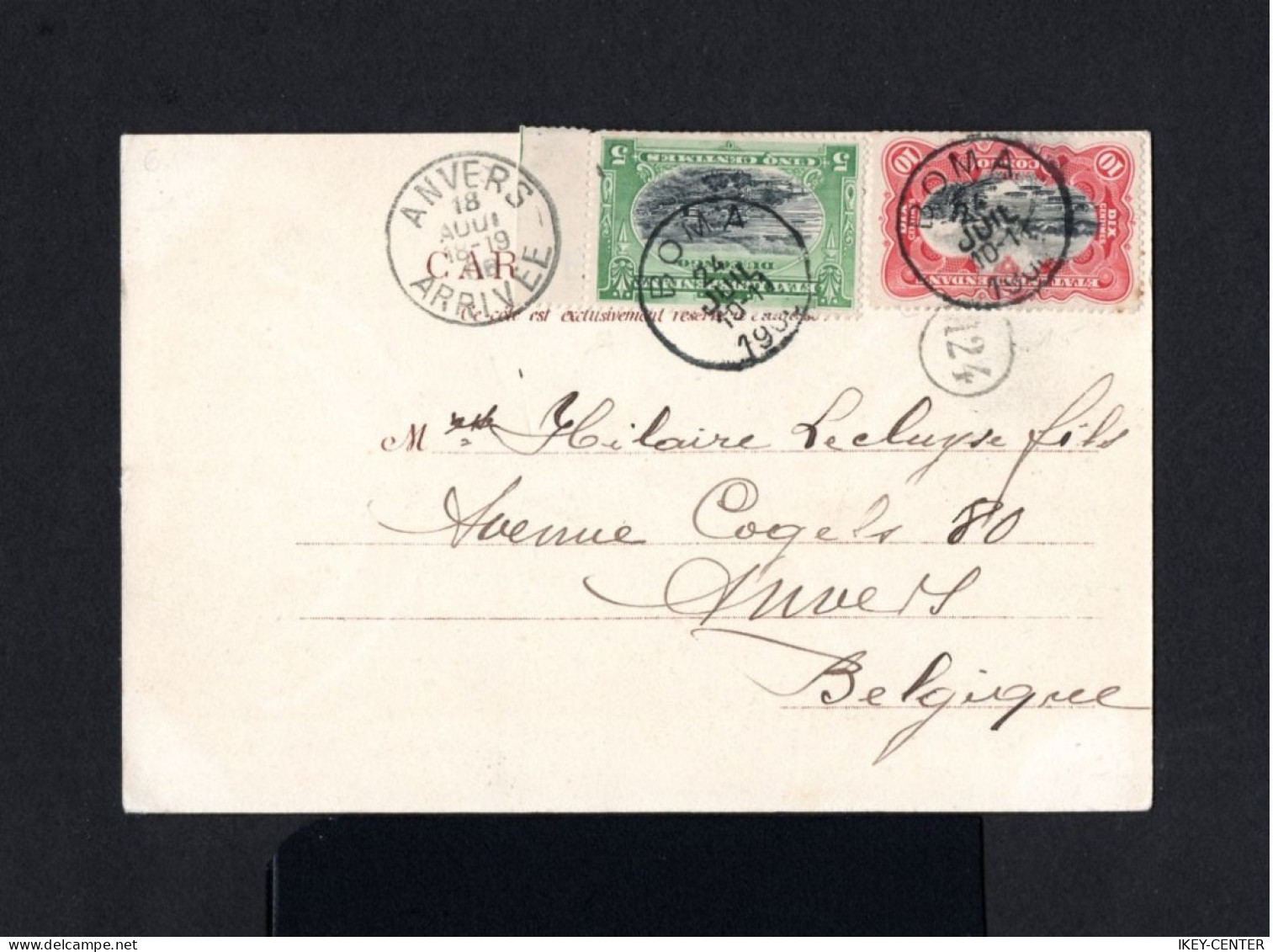 K439-BELGIAN CONGO-OLD POSTCARD BOMA To ANVERS (belgium) 1906.Carte Postale CONGO BELGE.Postkarte - Covers & Documents