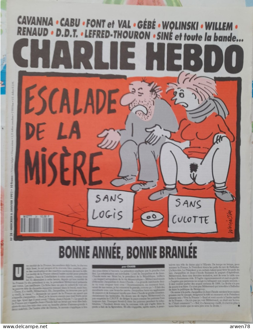 CHARLIE HEBDO 1993 N° 28 ESCALADE DE LA MISERE - Humor