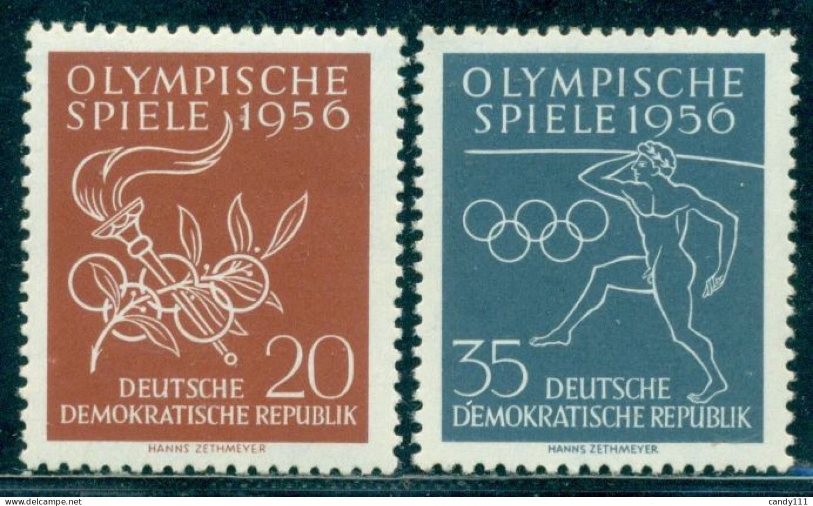 1956 Melbourne Olympics,Greek Athlets,Javelin,Torch,Sport,Germany,DDR,Mi.539,MNH - Sommer 1956: Melbourne