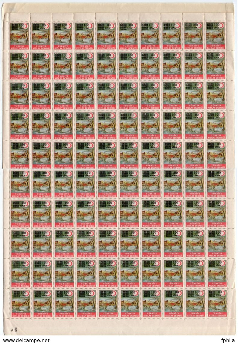 1983 TURKEY RED CRESCENT AID STAMP FULL SHEET MNH ** - Francobolli Di Beneficenza