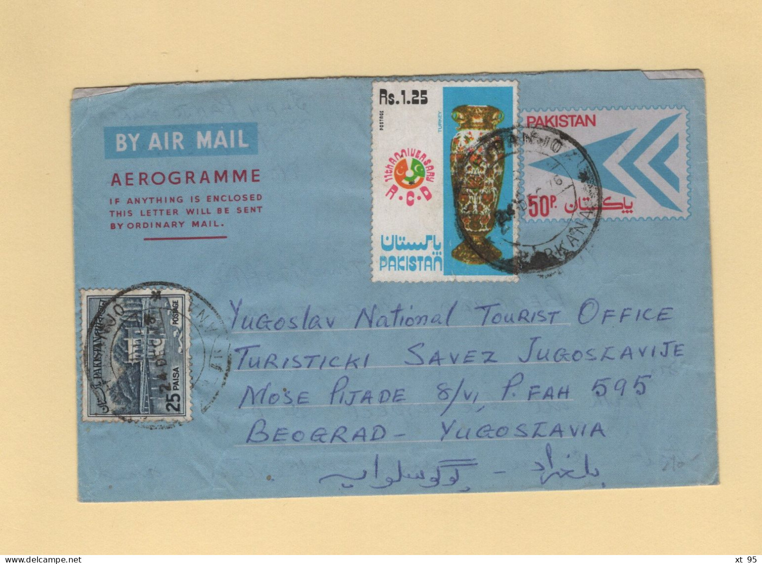 Pakistan - Shah Panjo - 1976 - Aerogramme Avec Complement - Destination Yougoslavie - Pakistan