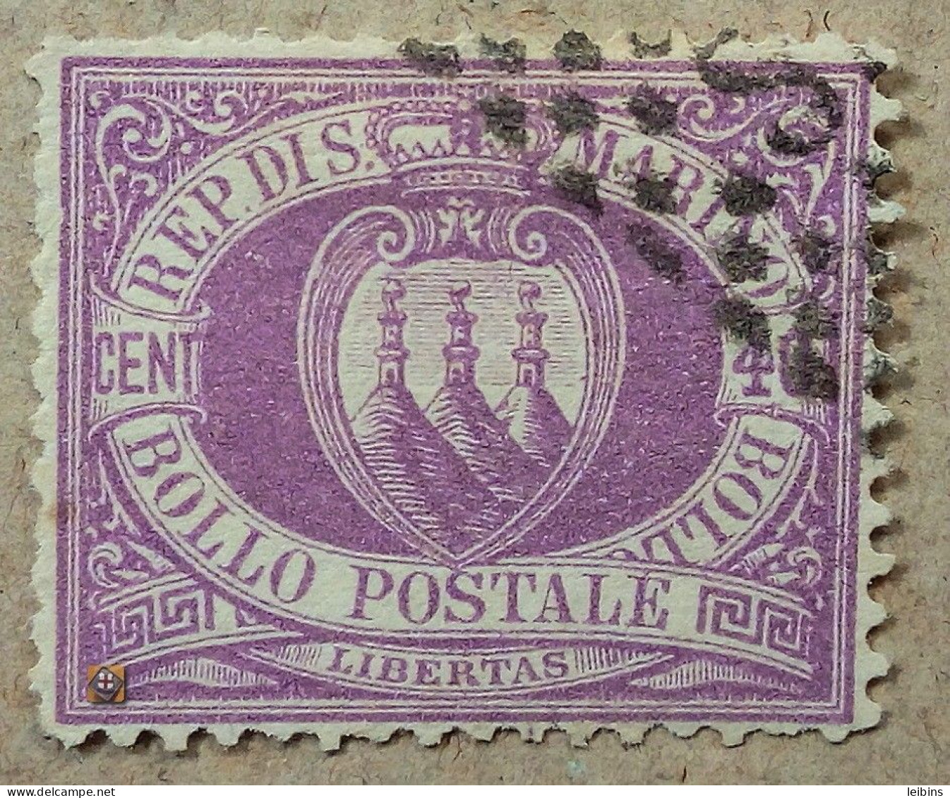 1877 San Marino Mi.5, 40c /o - Usados