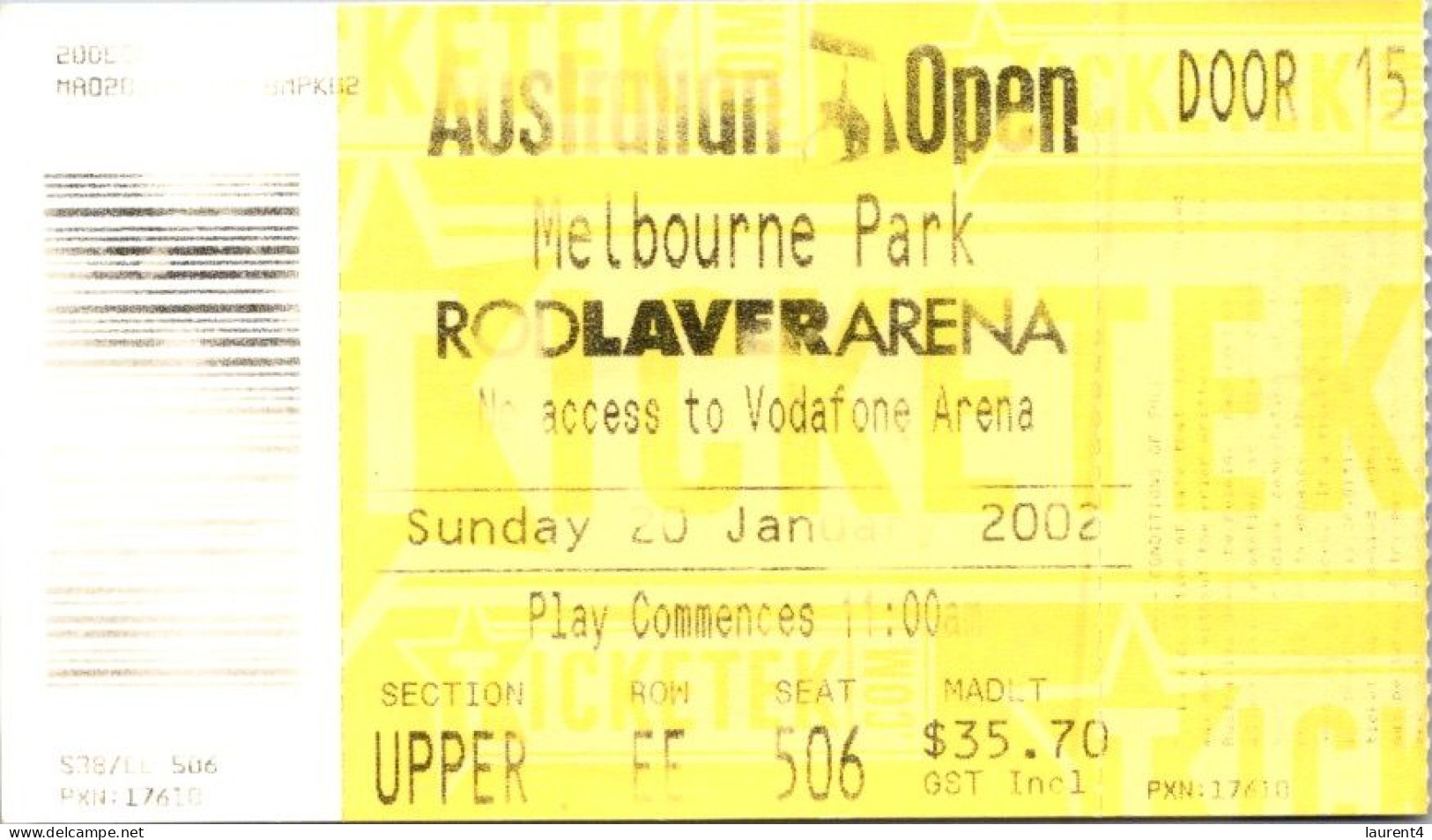 8-7-2023 (1 S 36) Australia - VIC - Ticketek - Australian Open 2002 (3 Used Tickets) - Andere & Zonder Classificatie