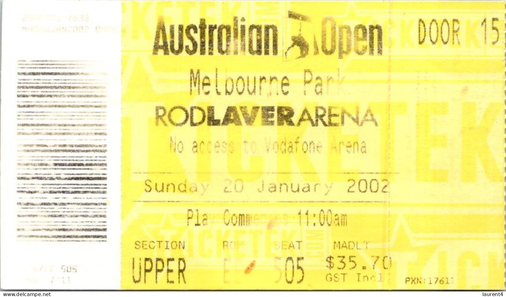 8-7-2023 (1 S 36) Australia - VIC - Ticketek - Australian Open 2002 (3 Used Tickets) - Altri & Non Classificati