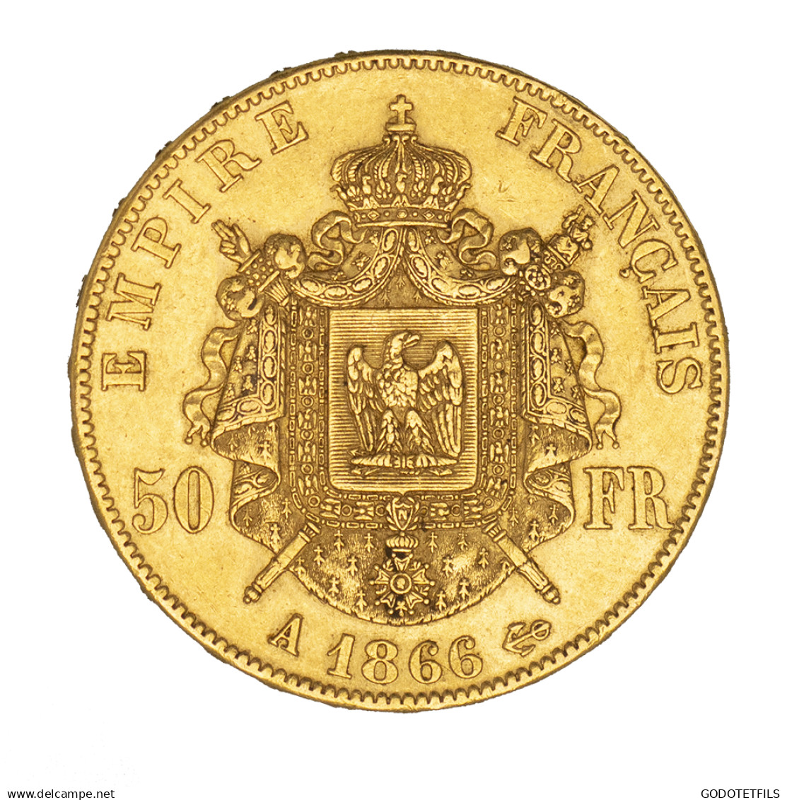 Second-Empire-50 Francs Napoléon III, Tête Laurée 1866 Paris - 50 Francs (goud)