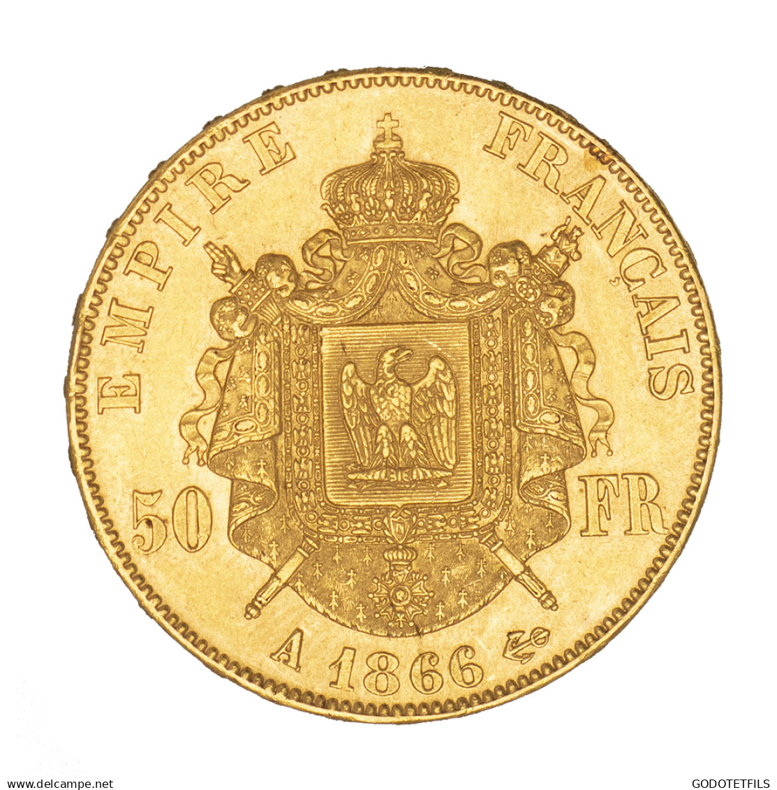 Second-Empire-50 Francs Napoléon III, Tête Laurée 1866 Paris - 50 Francs-or