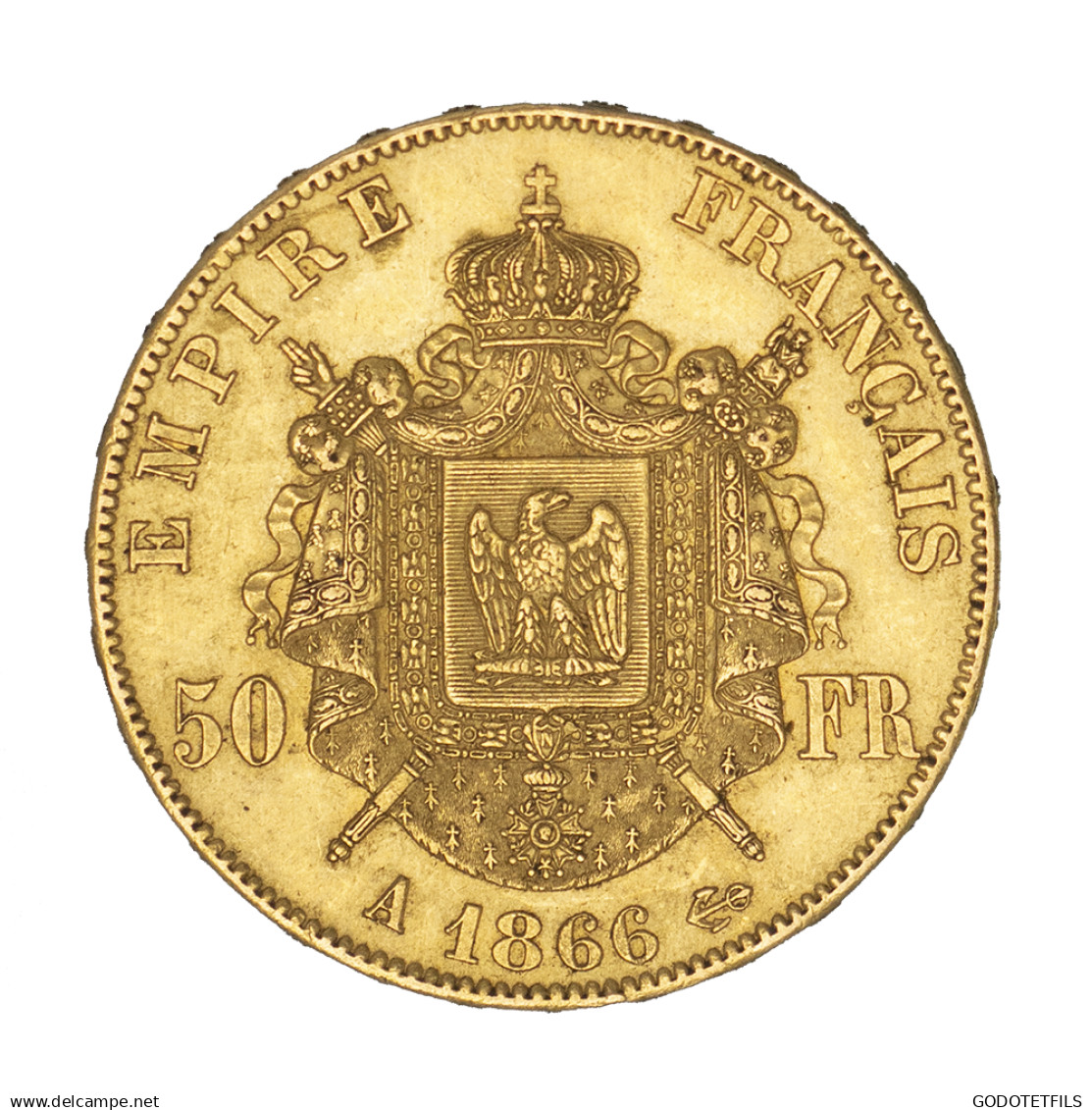 Second-Empire-50 Francs Napoléon III, Tête Laurée 1866 Paris - 50 Francs (oro)