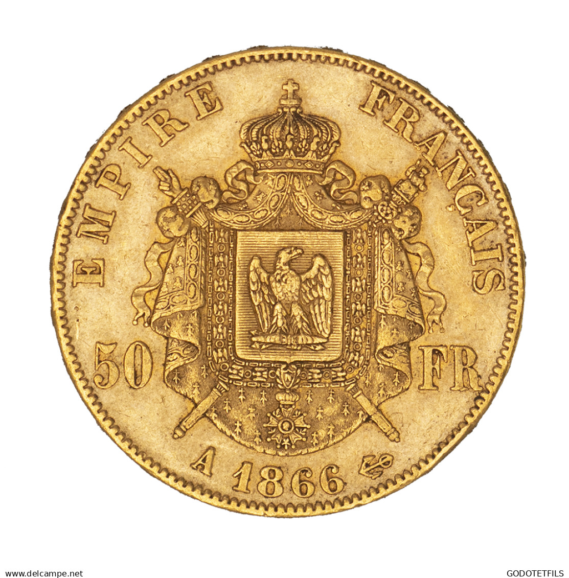 Second-Empire-50 Francs Napoléon III, Tête Laurée 1866 Paris - 50 Francs-or