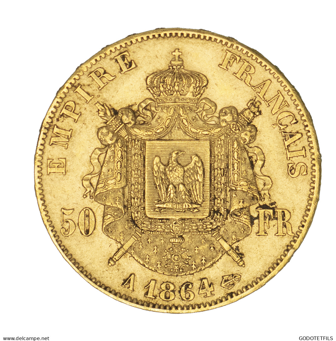 Second-Empire-50 Francs Napoléon III, Tête Laurée 1864 Paris - 50 Francs (goud)