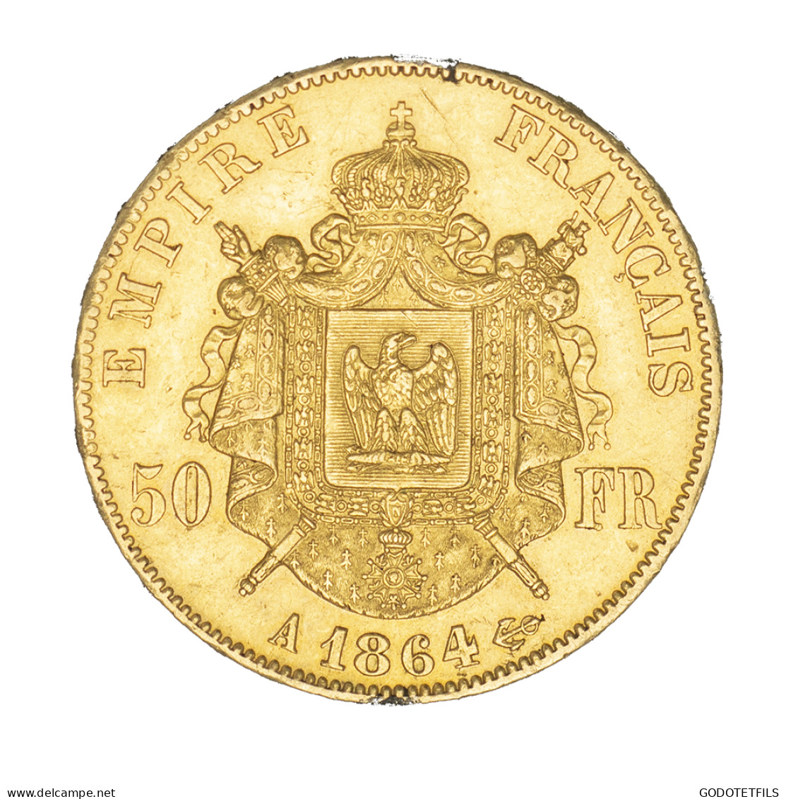 Second-Empire-50 Francs Napoléon III, Tête Laurée 1864 Paris - 50 Francs (goud)