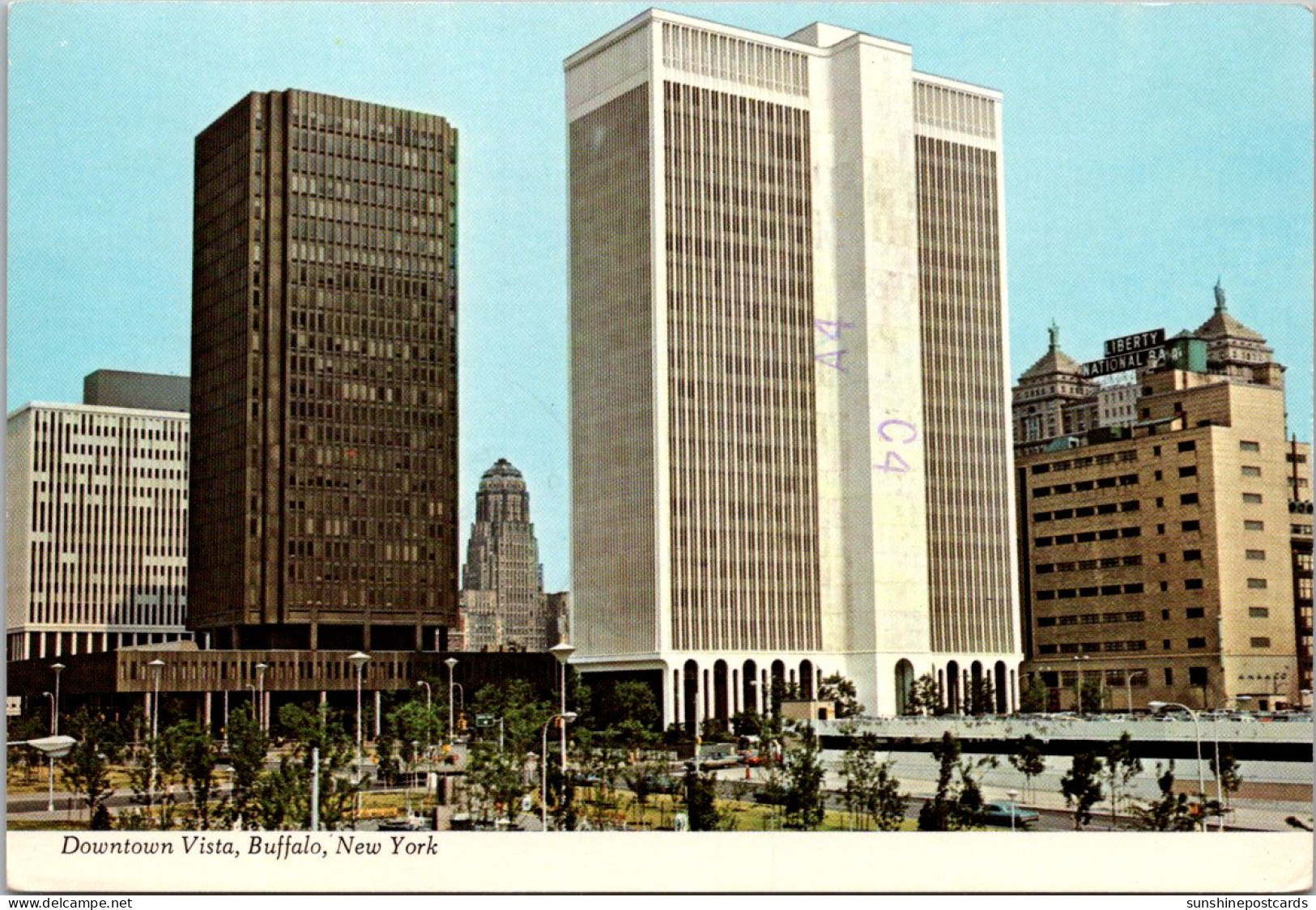New York Buffalo Downtown VIsta With Erie County Savings Bank And M & T Plaza - Buffalo