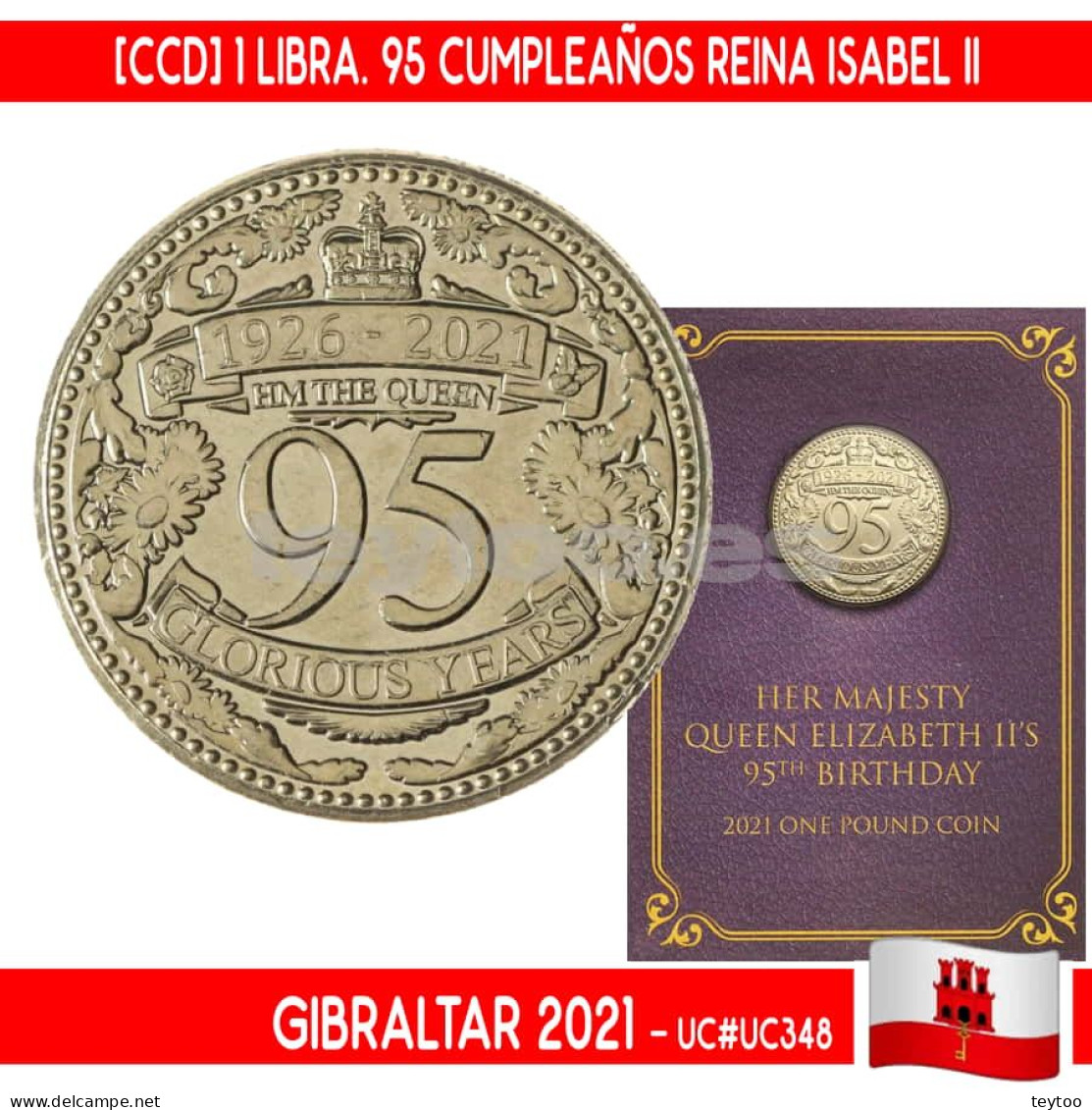B0948# Gibraltar 2021 [CCD] 1 Libra. Cumpleaños Isabel II (BU) UC#348 - Gibraltar