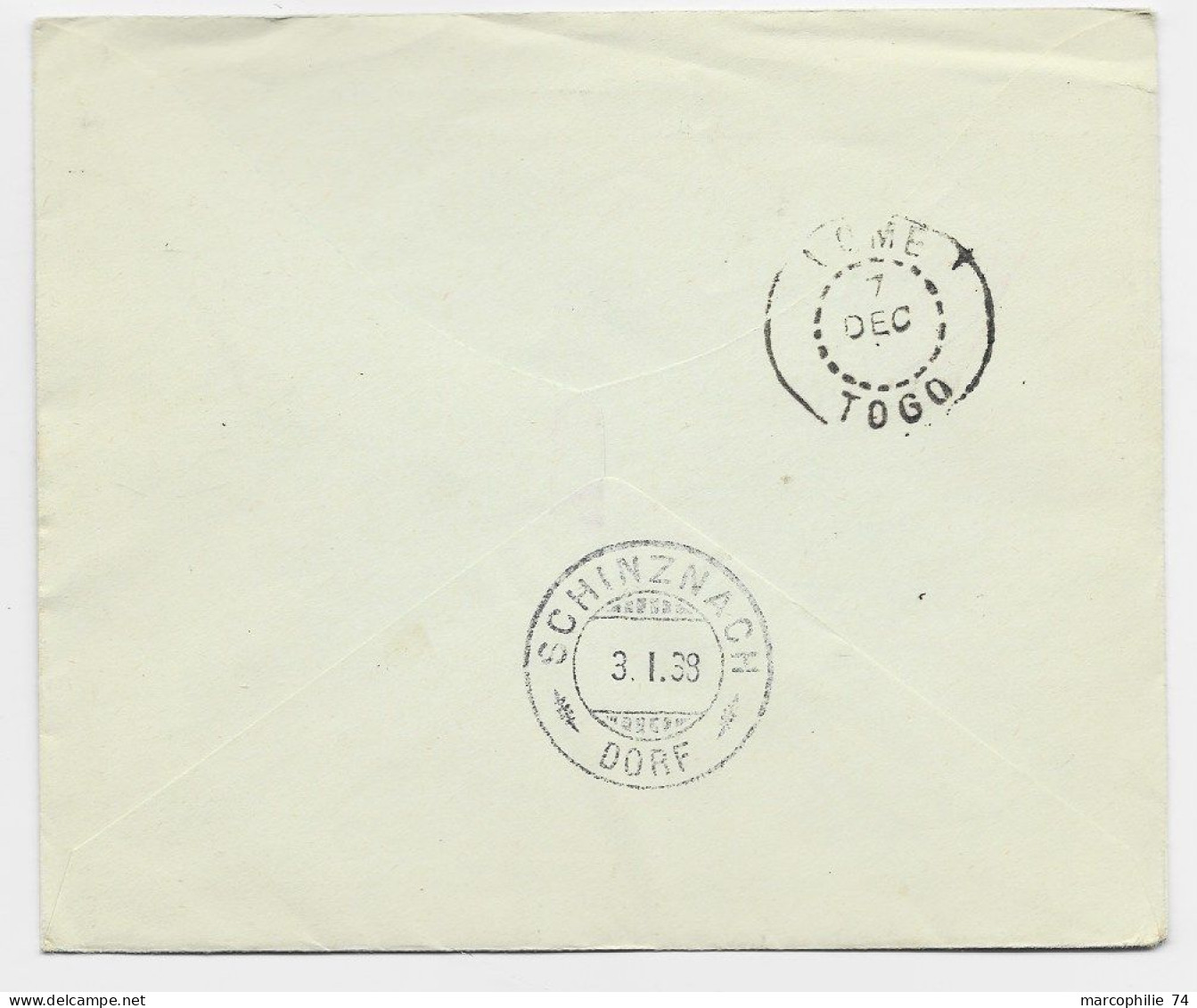 TOGO 30C+20C +40C   LETTRE COVER  PALIME 6 DEC 1937  TO SUISSE - Lettres & Documents