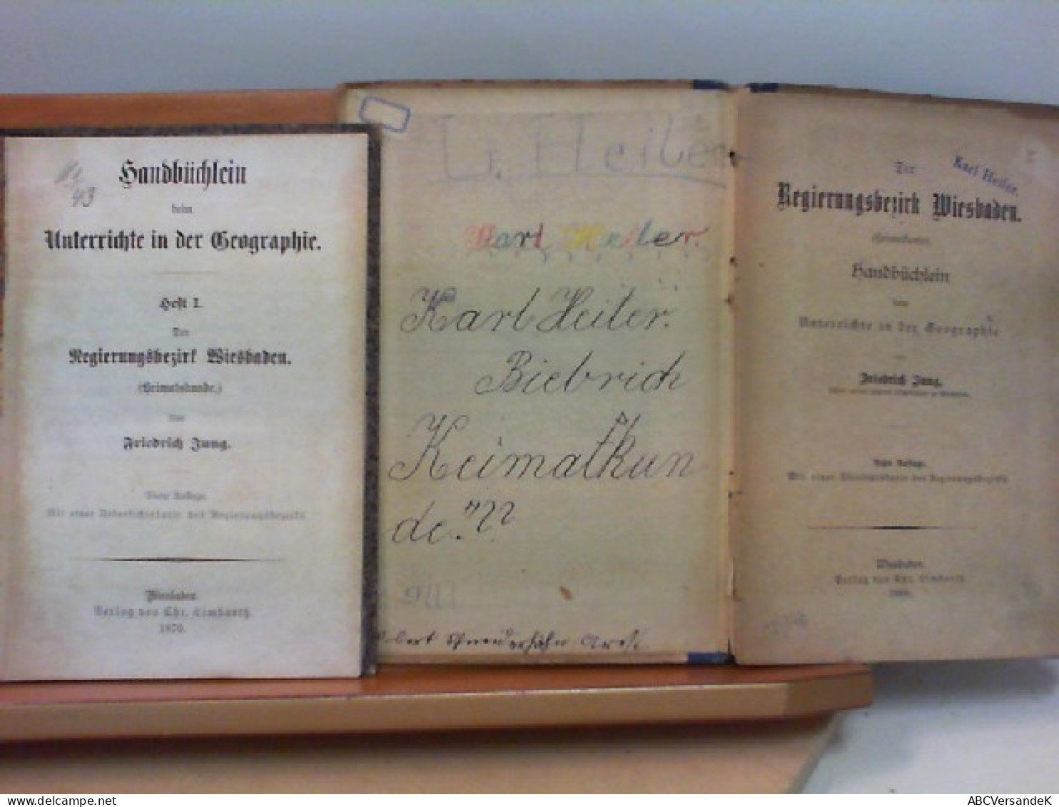 Konvolut 2 Bücher : Handbüchlein Beim Unterrichte In Der Geographie 1870 / 1888 - Hesse