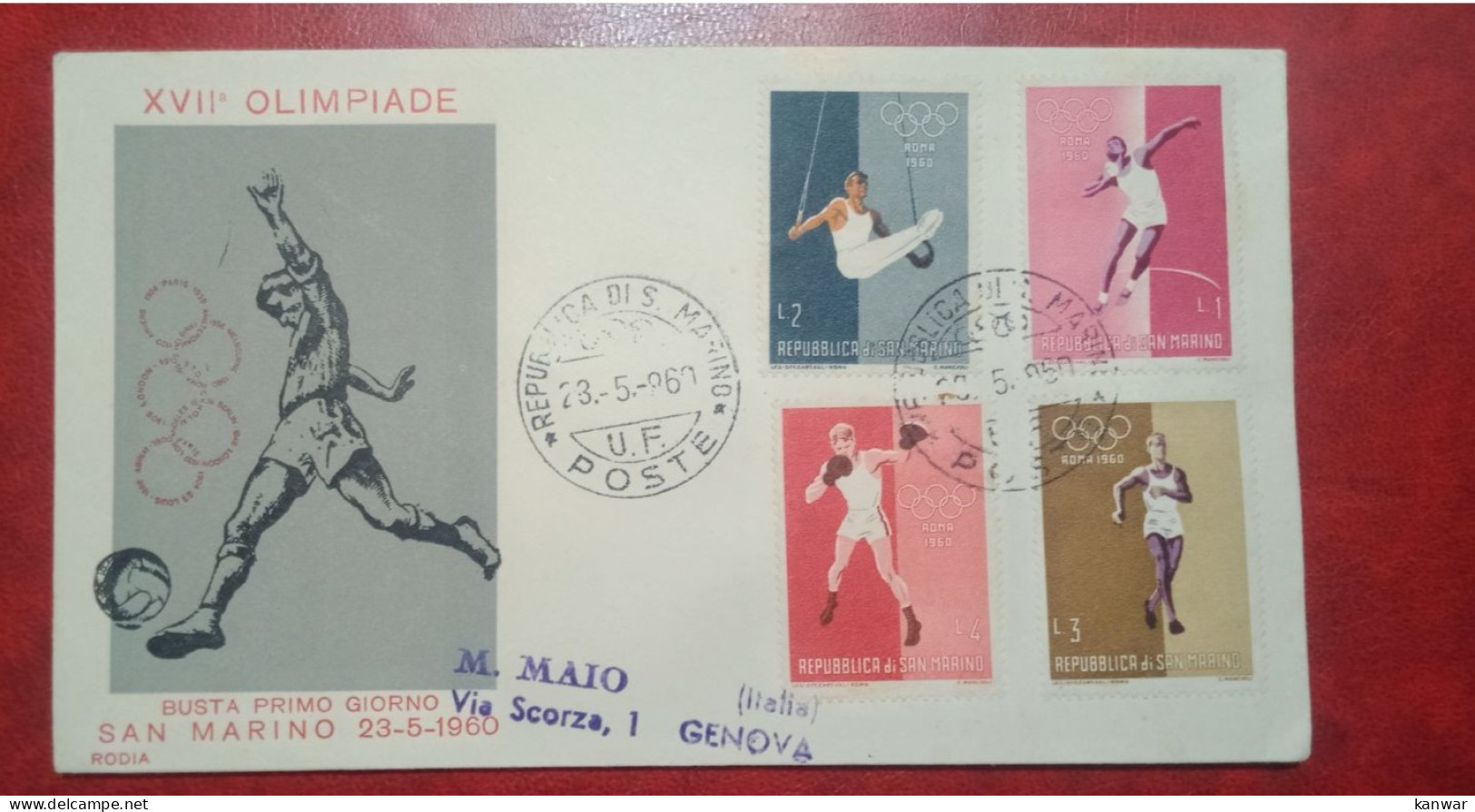 1960 SAN MARINO PAKISTAN FDC USED COVER WITH STAMPS OLYMPICS GAMES - San Marino