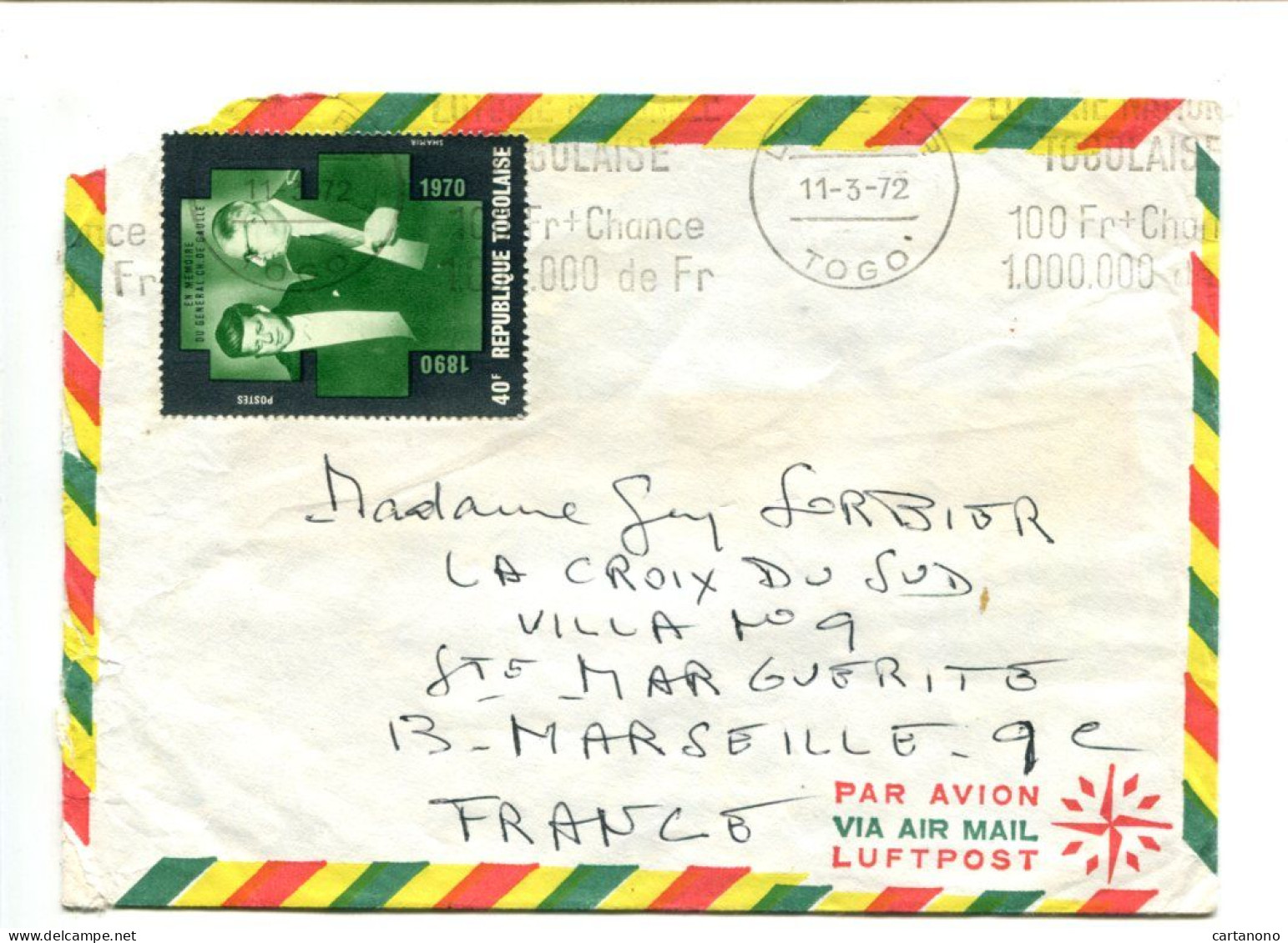 CELEBRITES - Rép. Togolaise - Affranchissement Sur Lettre Par Avion - Général De Gaulle / J.F. KENNEDY - De Gaulle (Generaal)