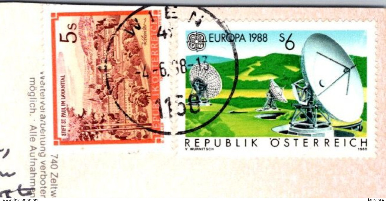 8-7-2023 (1 S 40) Austria (posted To Australia - With 1988 EUROPA Satelite Dish Stamp) Stainach - Stainach