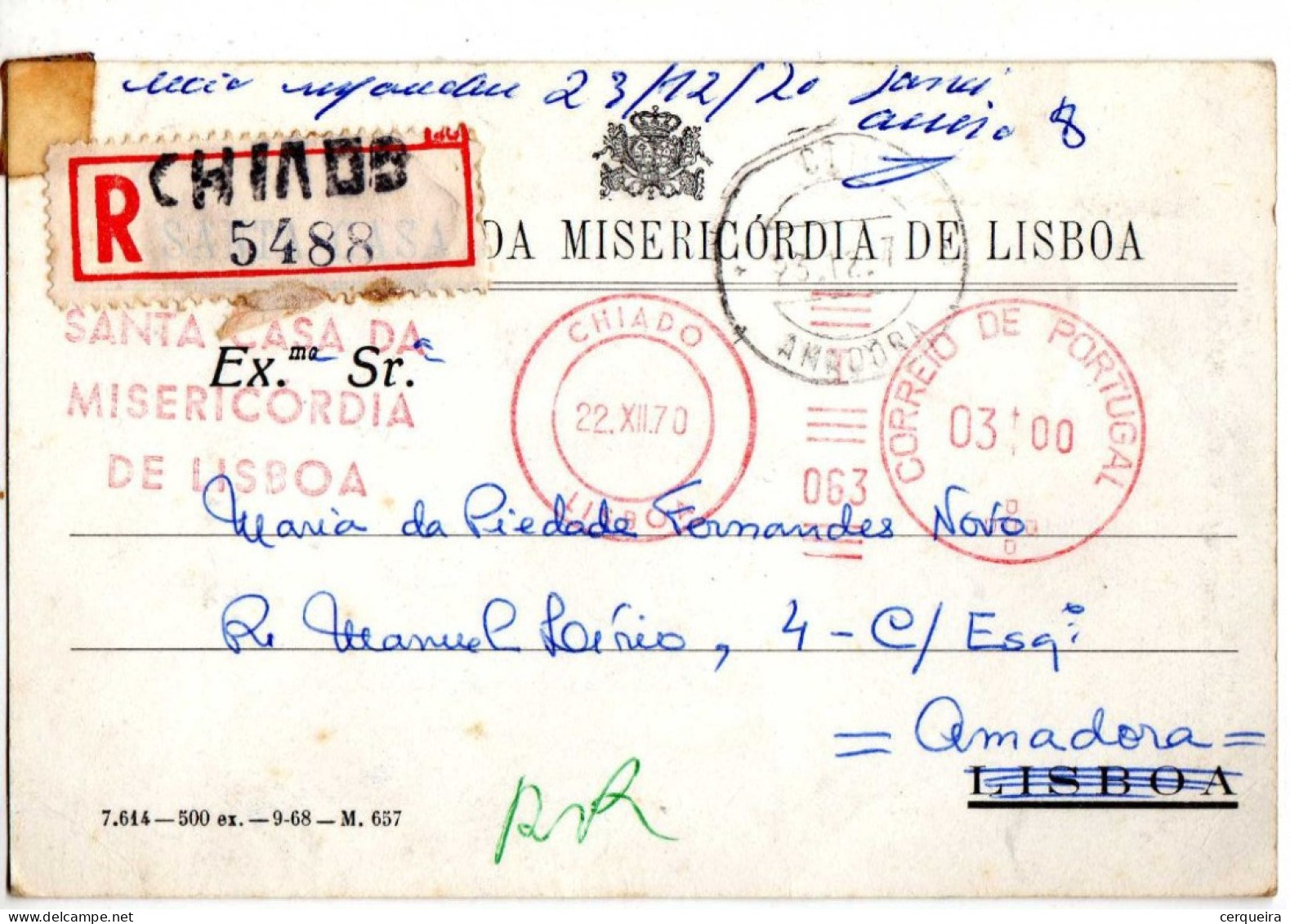 FRANQUIA MECANICAA-SANTA C.MISERICORDIA DE LISBOA - Briefe U. Dokumente