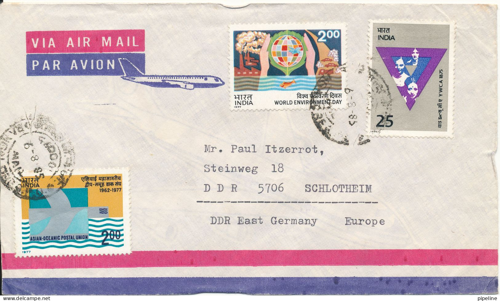 India Air Mail Cover Sent To Germany DDR 6-8-1985 Topic Stamps - Lettres & Documents