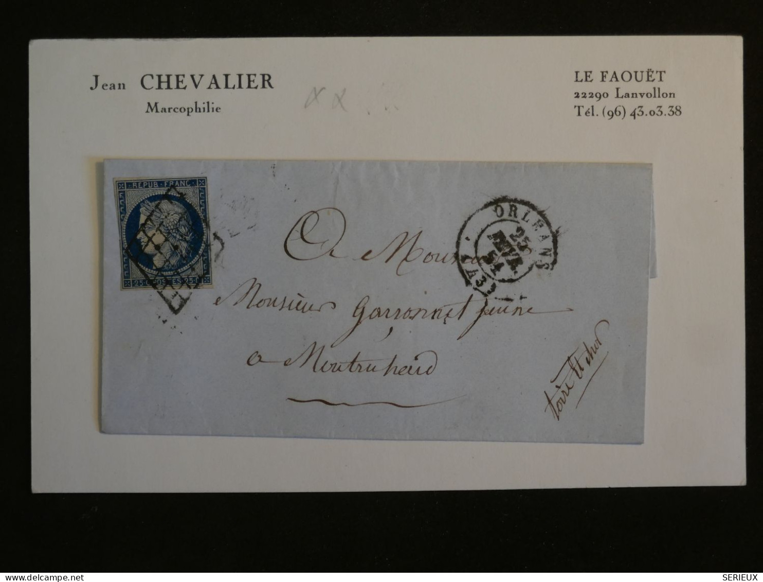 BV8 FRANCE BELLE LETTRE 1852  MONTARGIS A  MELUN  +CERES N°4 +++AFF. INTERESSANT+ - 1849-1850 Cérès