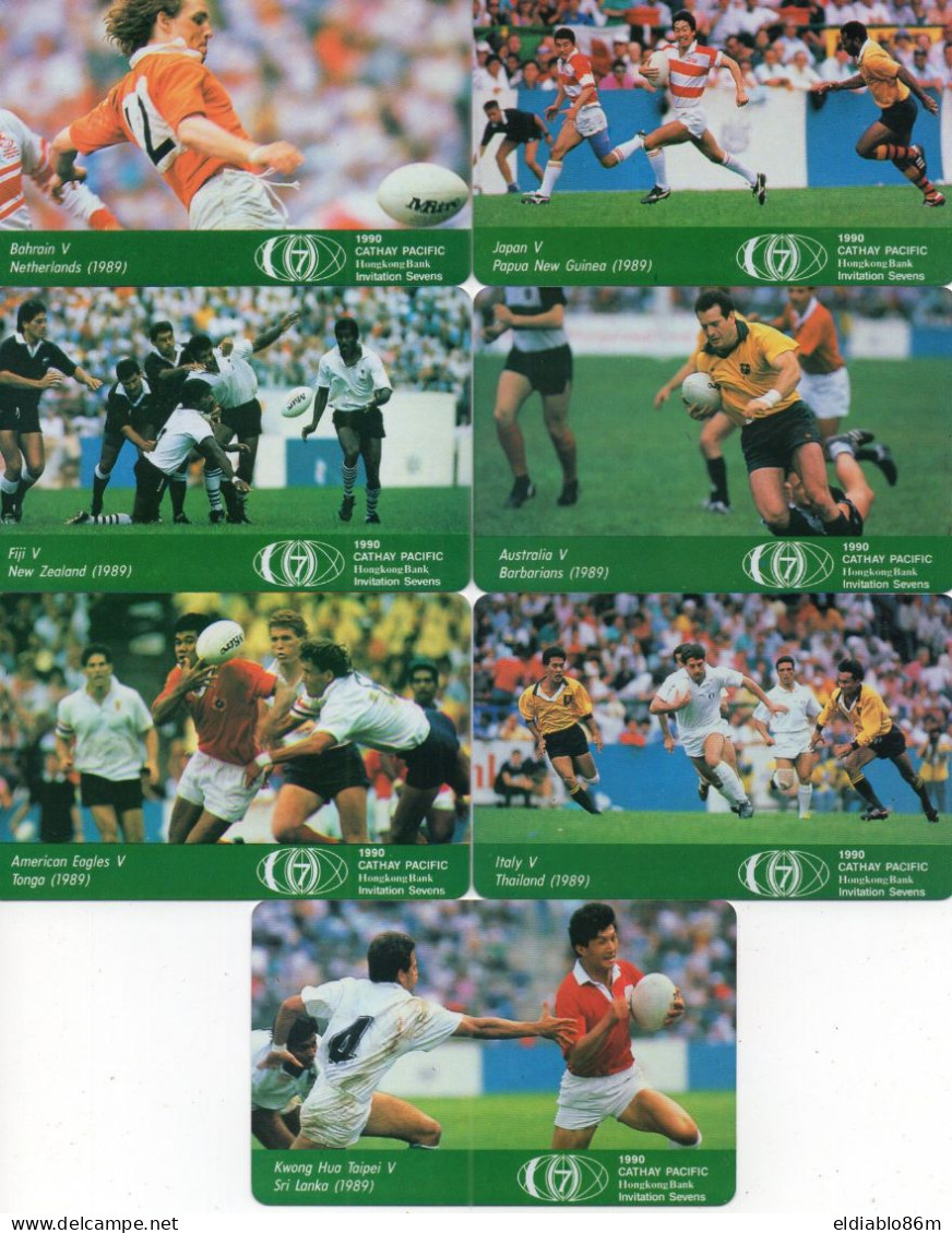 HONG KONG - AUTELCA - RUGBY SEVEN 90 - SPORT - SET 7 CARDS - Hongkong