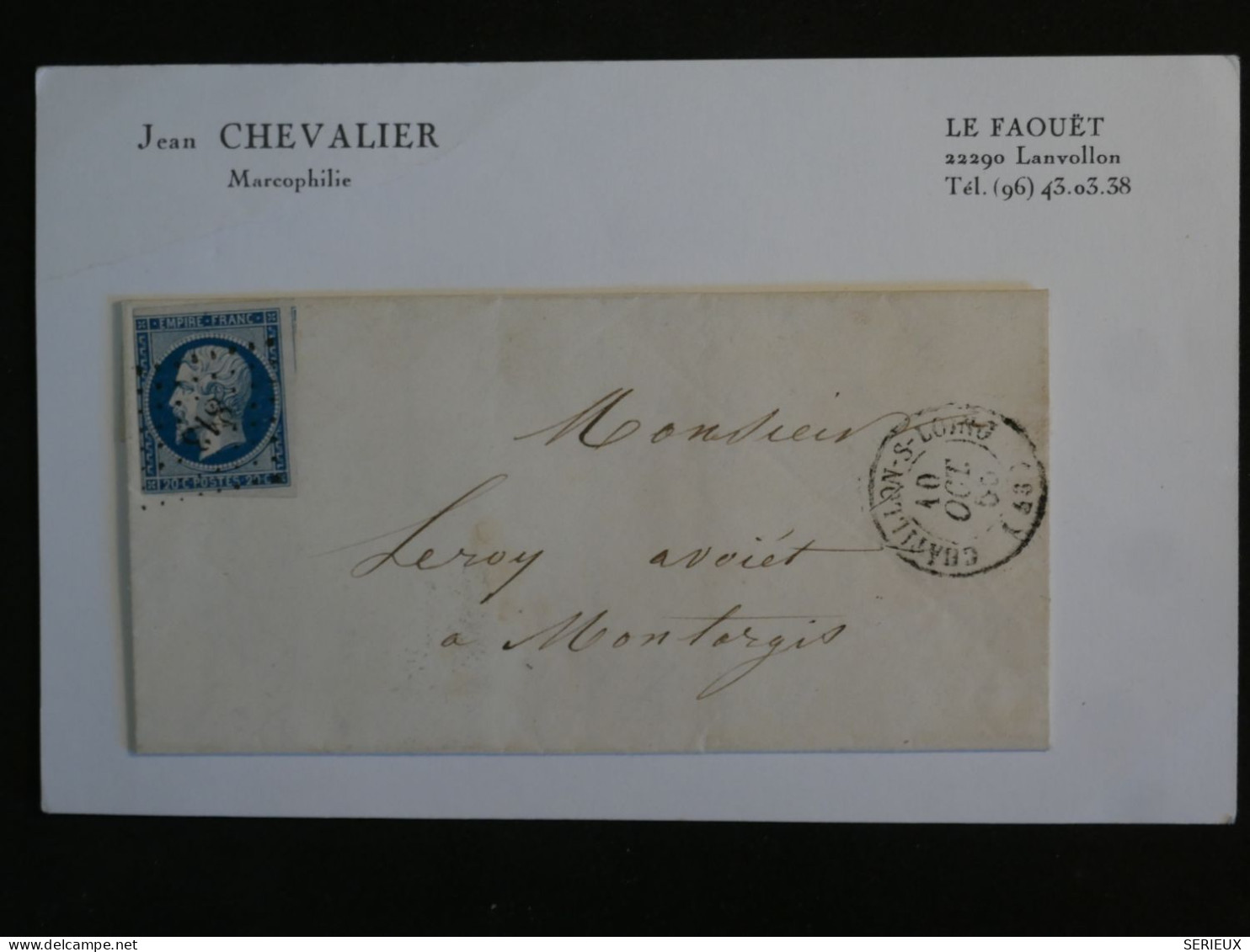 BV8 FRANCE BELLE LETTRE1860 CHATILLON S LOIRE A MONTARGIS   +NAPOLEON N°14 +++AFF. INTERESSANT+ - 1853-1860 Napoléon III.