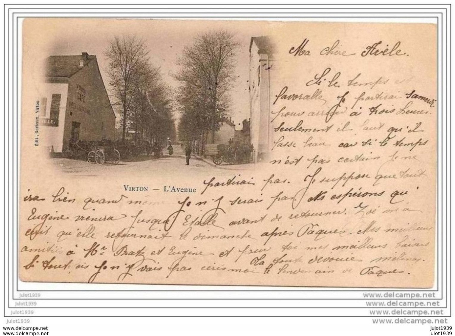 VIRTON ..--  L' Avenue . PRECURSEUR . 1901 De ETALLE Vers LACUISINE ( Melle Adèle PRATZ ) .  Voir Verso . - Virton