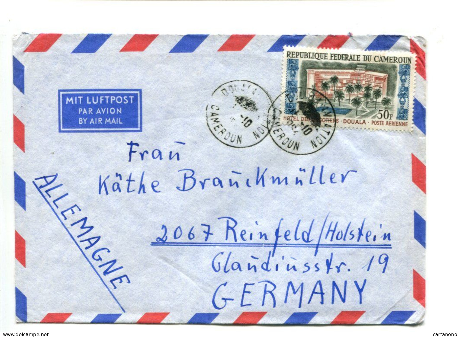 CAMEROUN - Affranchissement Sur Lettre Par Avion Pour L'Allemagne - P.A. Hôtel Des Cocotiers - Kamerun (1960-...)