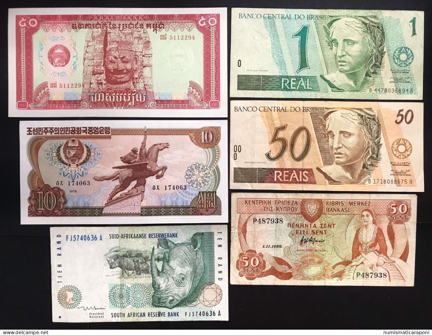 Brazil Cyprus South Africa Suriname Cambodia Philipinas Korea 10 Banknotesasta 1941  Lotto.1941 - Cyprus